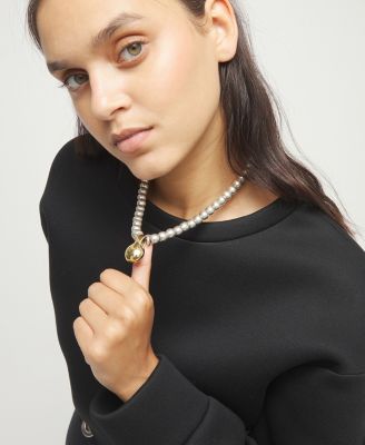 Necklace with Medium Sterling Silver Alloy Shapes of Balls and Big Shaped Ball in Gold 18k