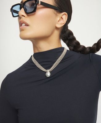 Sterling Silver Alloy Necklace with Silver Threads and Big Shaped Ball