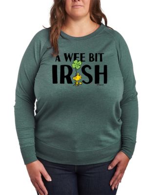 Plus Size Peanuts A Wee Bit Irish Woodstock St. Patrick's Day French Terry Graphic Crewneck T-Shirt