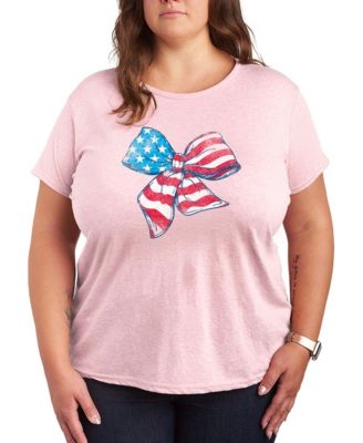 Women's Instant Message American Flag Bow Graphic Crewneck T-Shirt