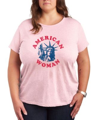 Plus Size Instant Message American Woman Statue Of Liberty Graphic Crewneck T-Shirt