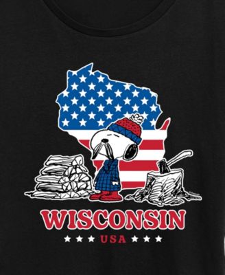 Plus Size Peanuts Wisconsin Snoopy Graphic Crewneck T-Shirt