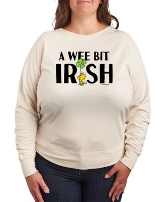Plus Size Peanuts A Wee Bit Irish Woodstock St. Patrick's Day French Terry Graphic Crewneck T-Shirt