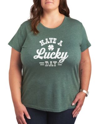 Plus Size Instant Message St. Patrick's Day Have A Lucky Day Graphic Crewneck T-Shirt