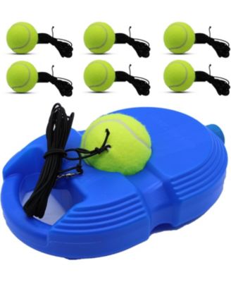 Solo Tennis Trainer Rebound Ball Set with 6 String Balls and Portable Base for Self Practice and Skill Training for Kids and Adults
