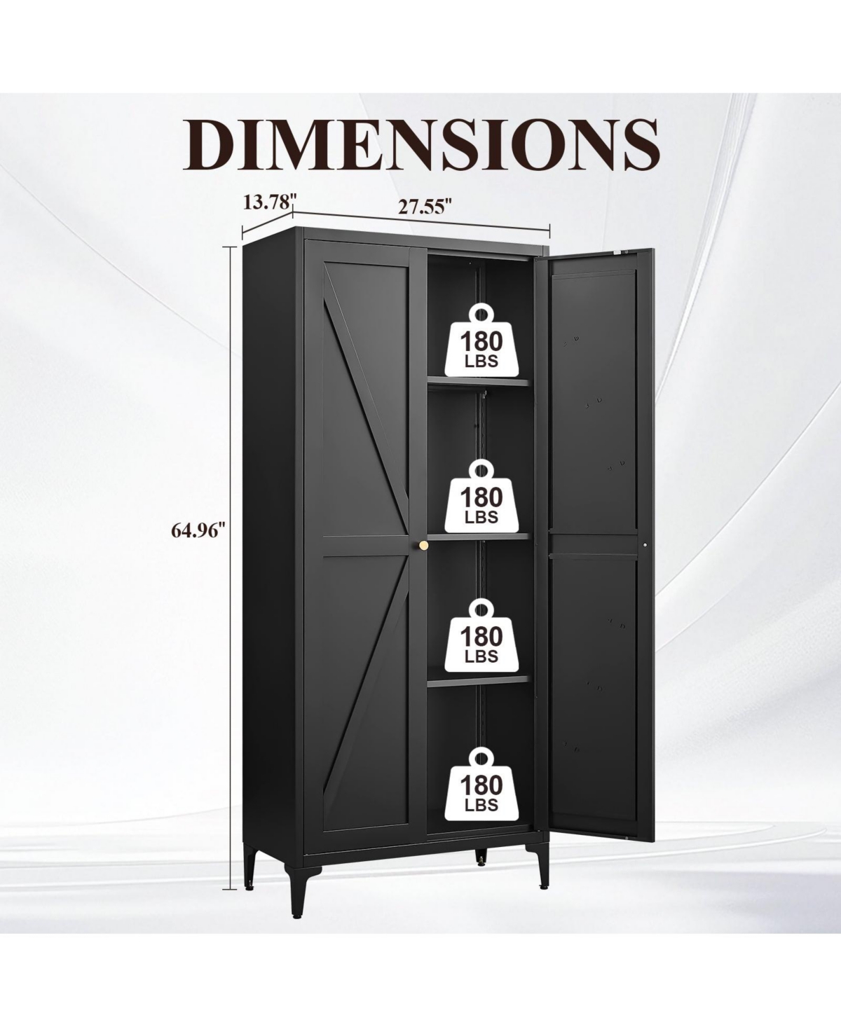 Clihome 2 Doors Metal Storage Cabinet Kitchen Pantry Cabinet With Adjustable Shelves