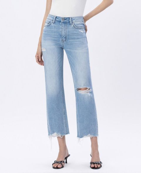 Женские джинсы Flying Monkey High Rise Distressed Crop Slim Wide Leg, цвет: Синий