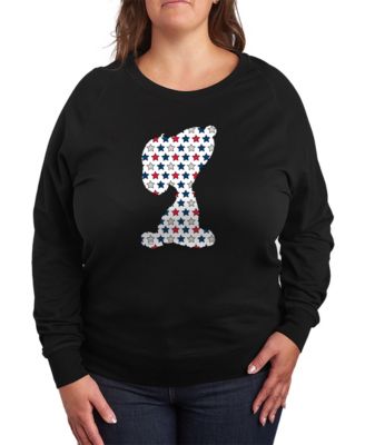 Plus Size Peanuts Snoopy Silhouette USA Stars French Terry Graphic Crewneck T-Shirt