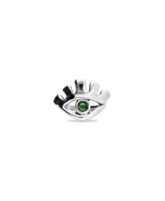 Green Faceted Emerald and Eye Ring