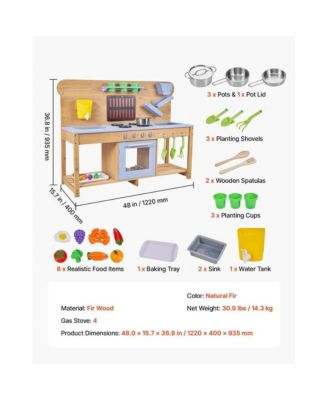 Kids Outdoor Mud Kitchen Playset with Water, Sand & Cooking Tools