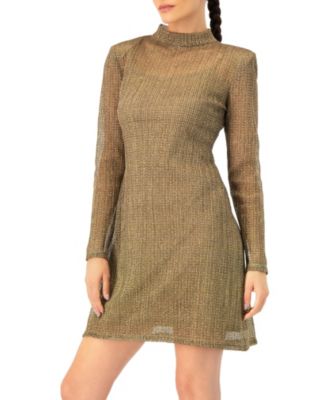 Women's Short A-Line Dress with Long Sleeves