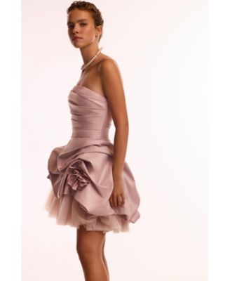 Womens Rosette mini dress in misty rose