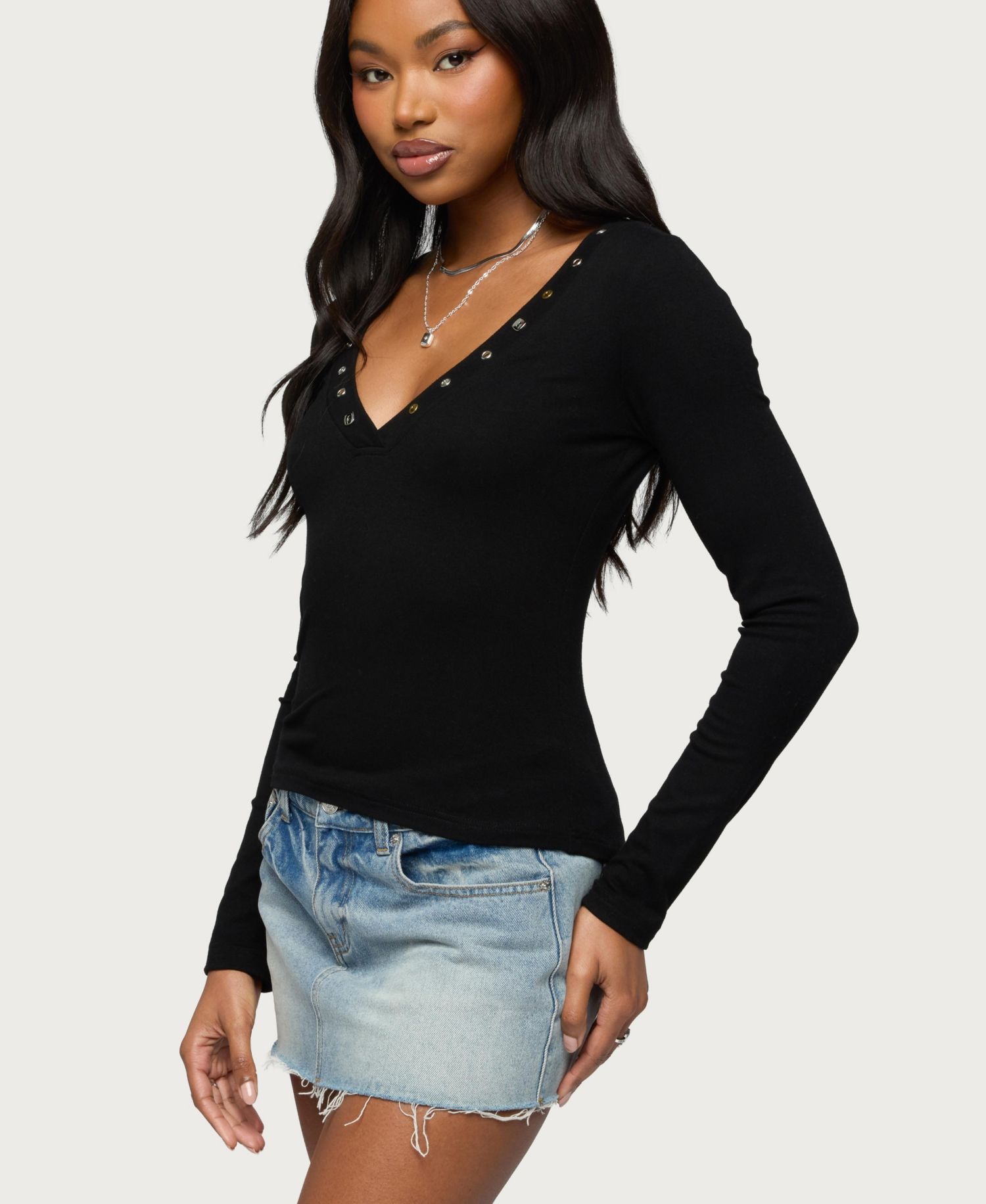 Women's Rossie Stud and Button Top