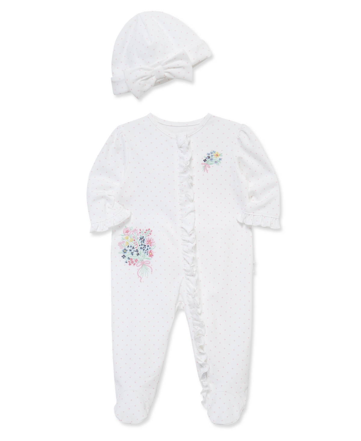 Little Me Baby Girls' Bouquet Printed Footie with Hat