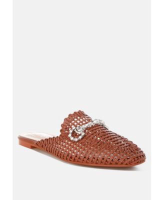 Womens Roboma Metallic Woven Diamante Mules