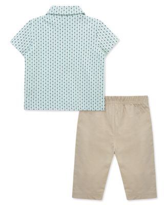 Baby Boy's Polo Neck Shirt & Pants, 2-Piece Set