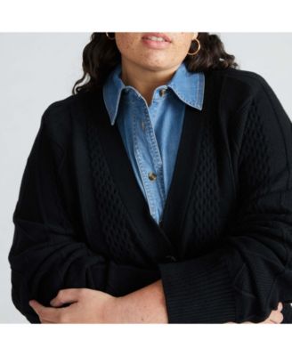Plus Size Cable Knit Cardigan