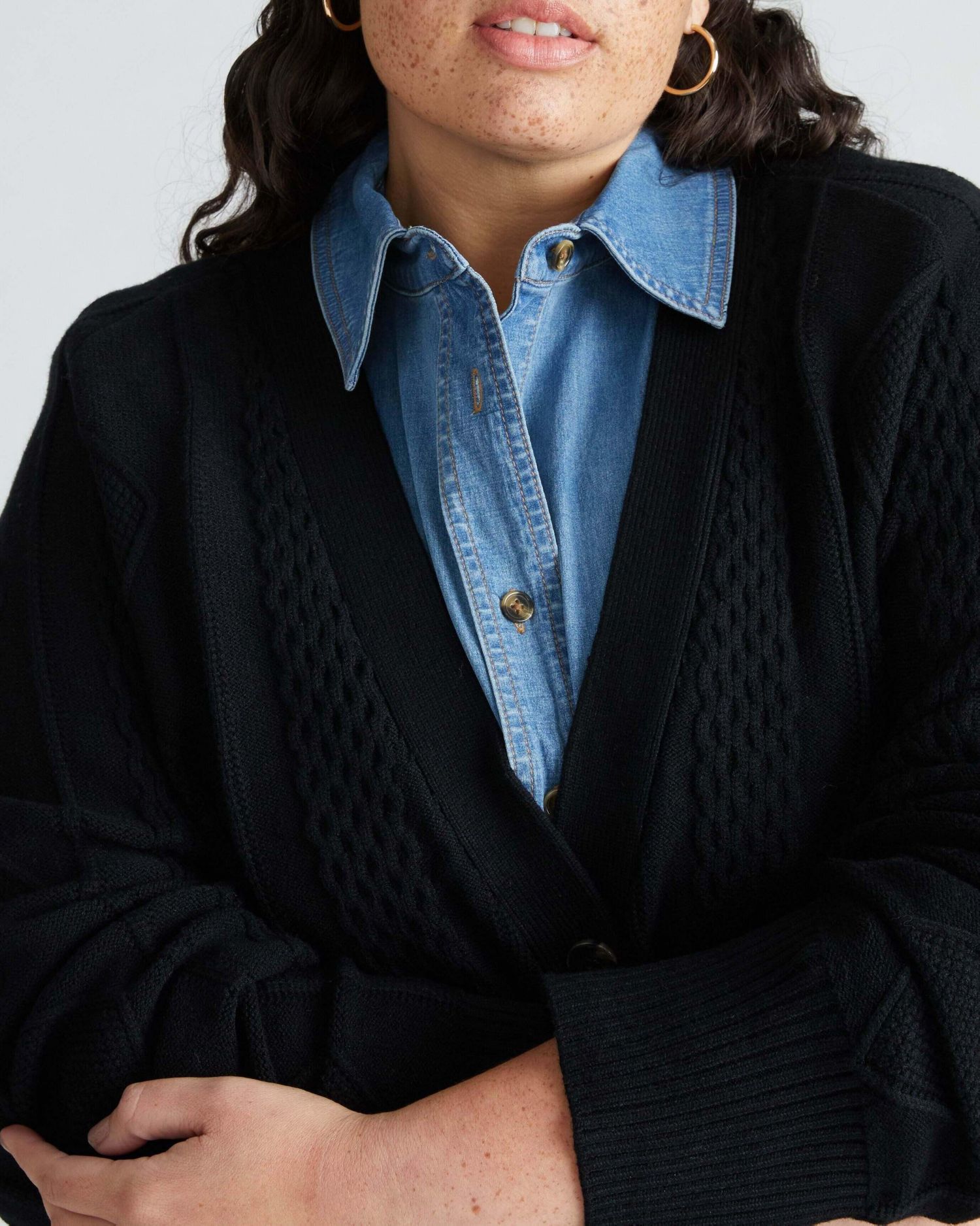 Plus Size Cable Knit Cardigan