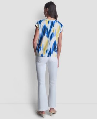 Women's Abstract Print Tie-Waist Top