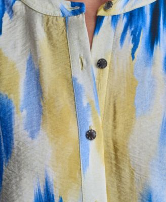 Women's Abstract-Print Button-Down Top