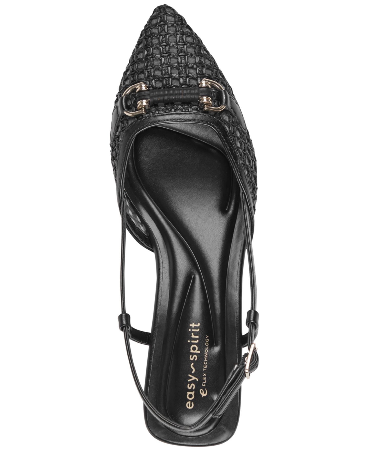 Женские туфли Easy Spirit Hetty eFlex Woven Slingback Kitten Heel Pumps, цвет: Чёрный — фото 4