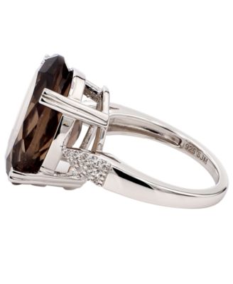 Smokey Quartz (11 ct. t.w.) & White Topaz (0.11 ct. t.w.) Ring in Sterling Silver