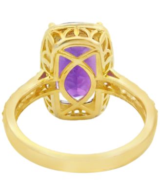 Amethyst (3.30 ct. t.w.) & White Topaz (0.60 ct. t.w.) Ring in 14k Yellow Gold-Plated Sterling Silver