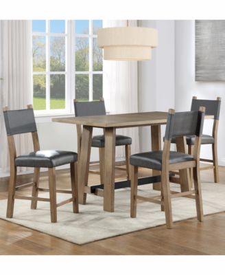 Macai 5-Pc. Wood Dining Set (Counter Height Table + 4 Counter Height Chairs)