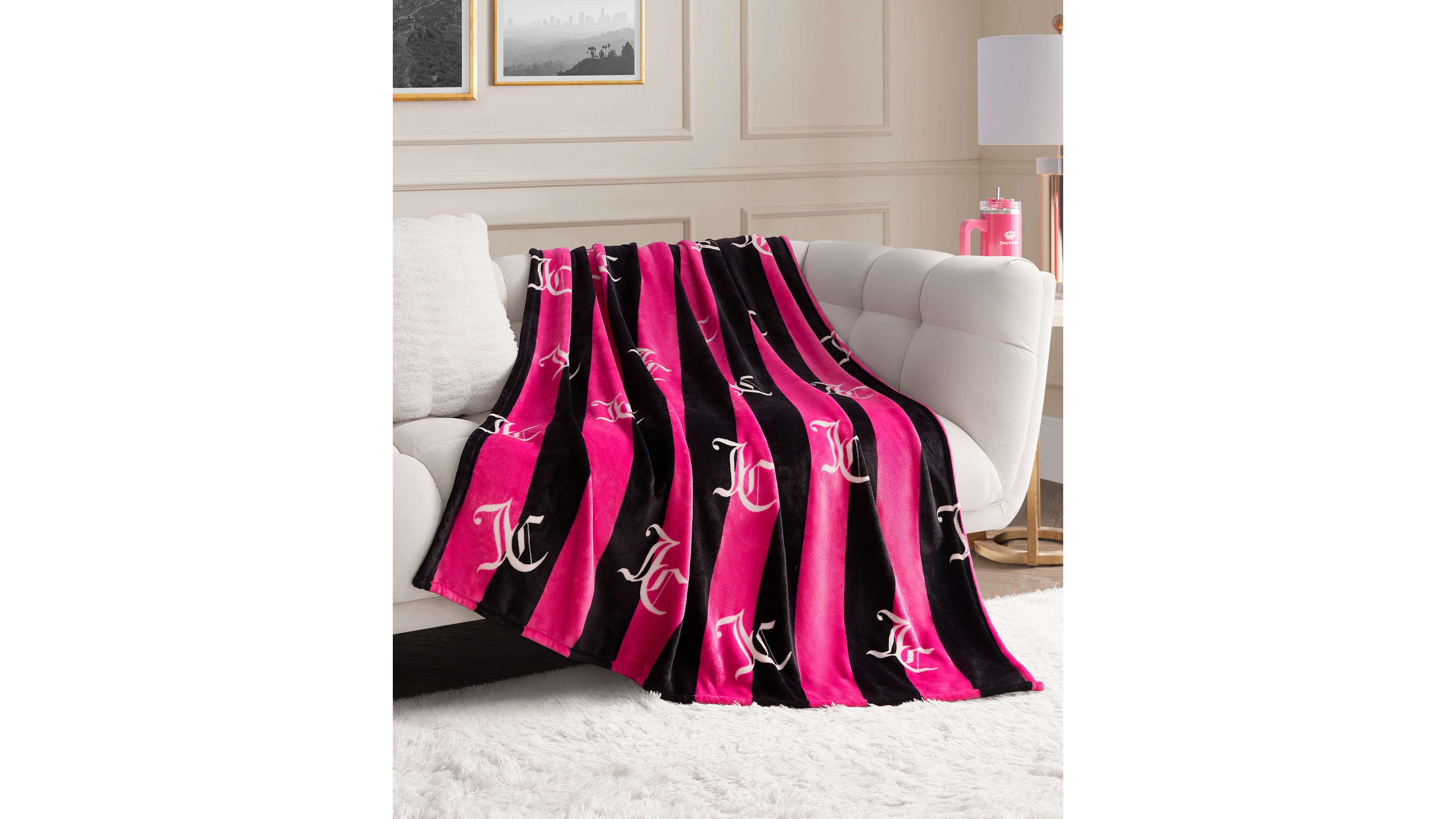 Juicy Couture Cabana Plush Striped Throw, Twin/Twin Xl