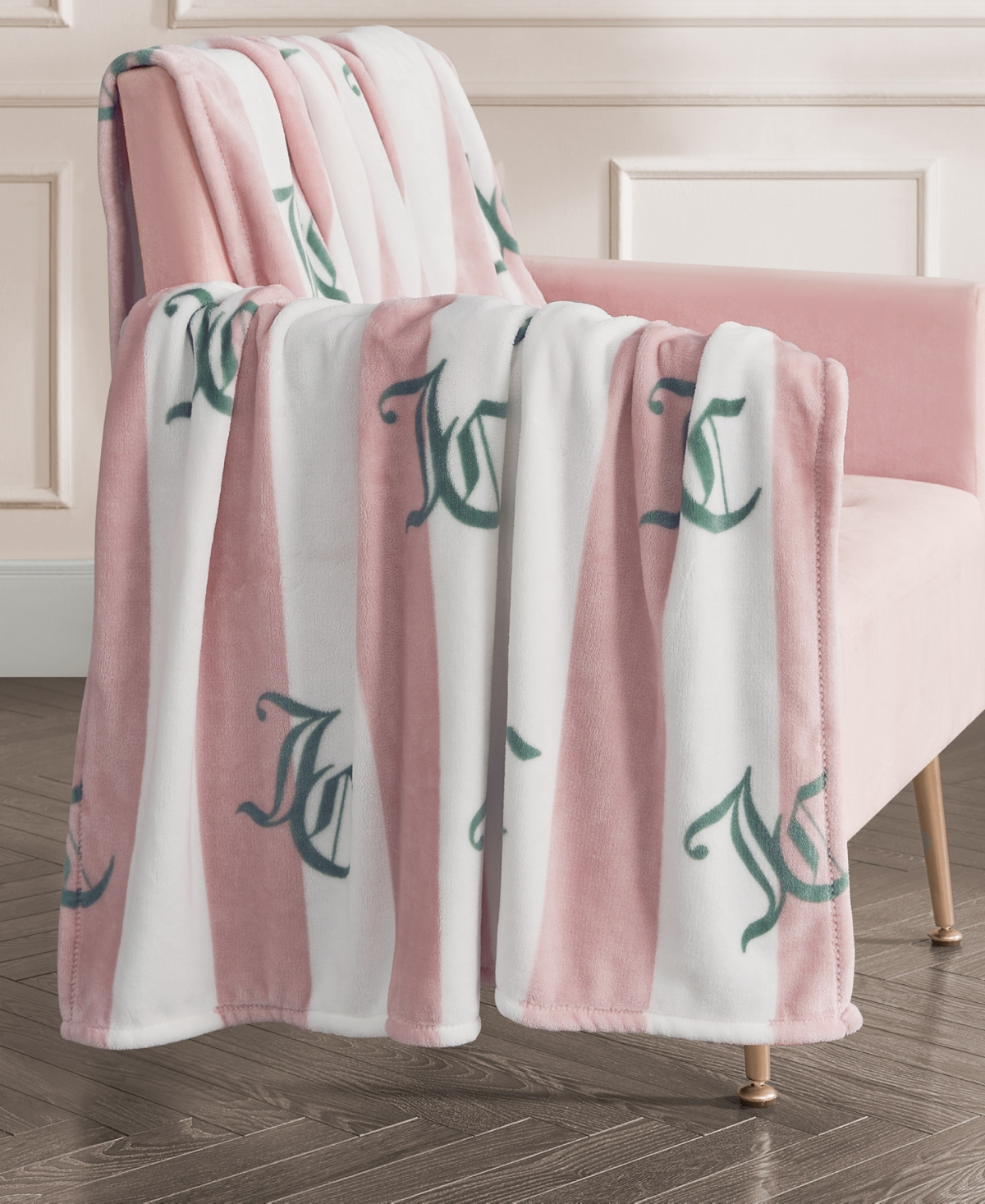 Juicy Couture Cabana Plush Striped Throw, Full/Queen