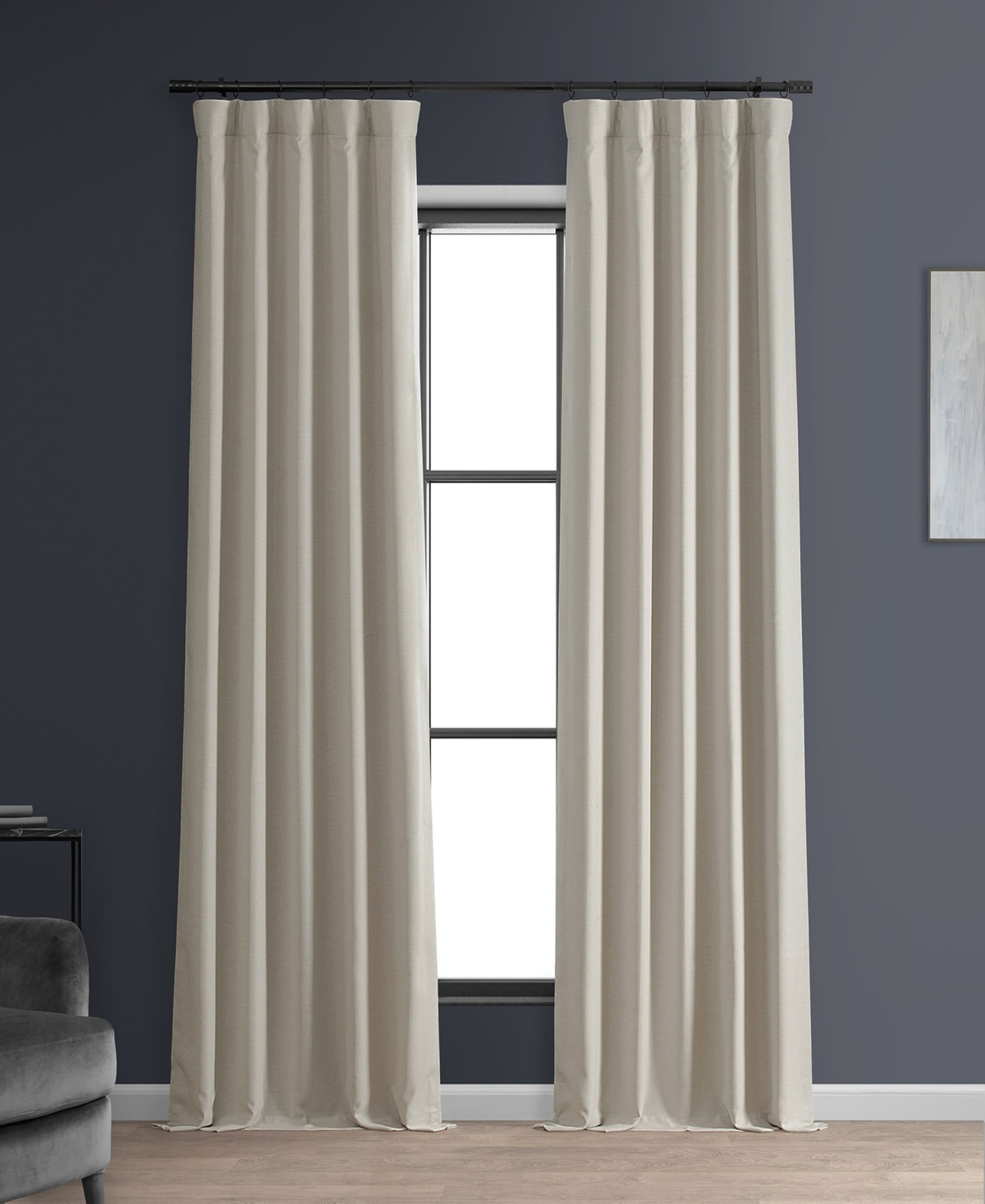 Half Price Drapes Caravan Beige Faux Linen Hotel Blackout Curtain