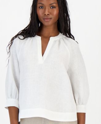 Petite 3/4-Sleeve Linen Shirt