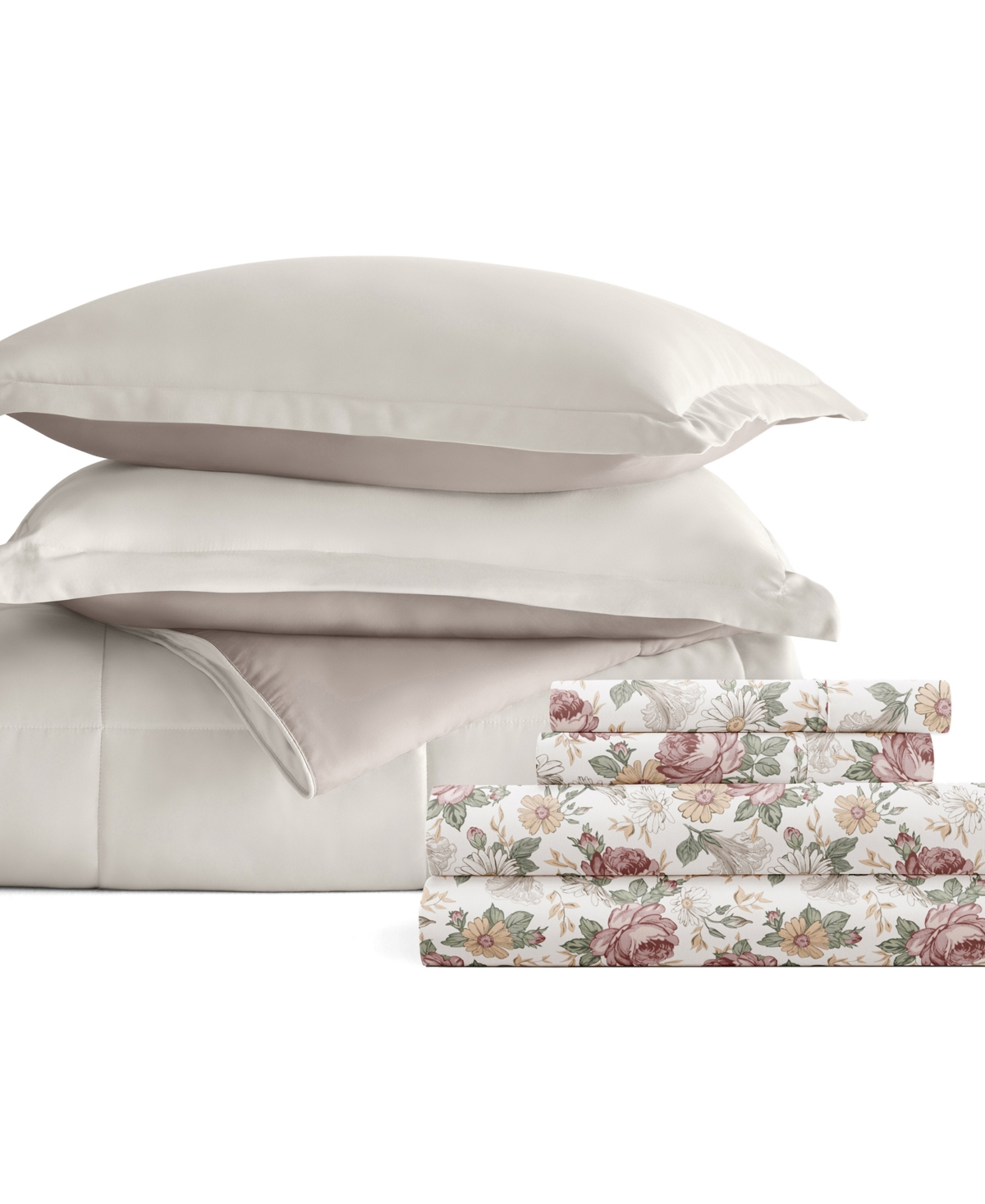 ienjoy Home Bedding Bundle Reversible Pattern 5-Piece Comforter Set, Twin