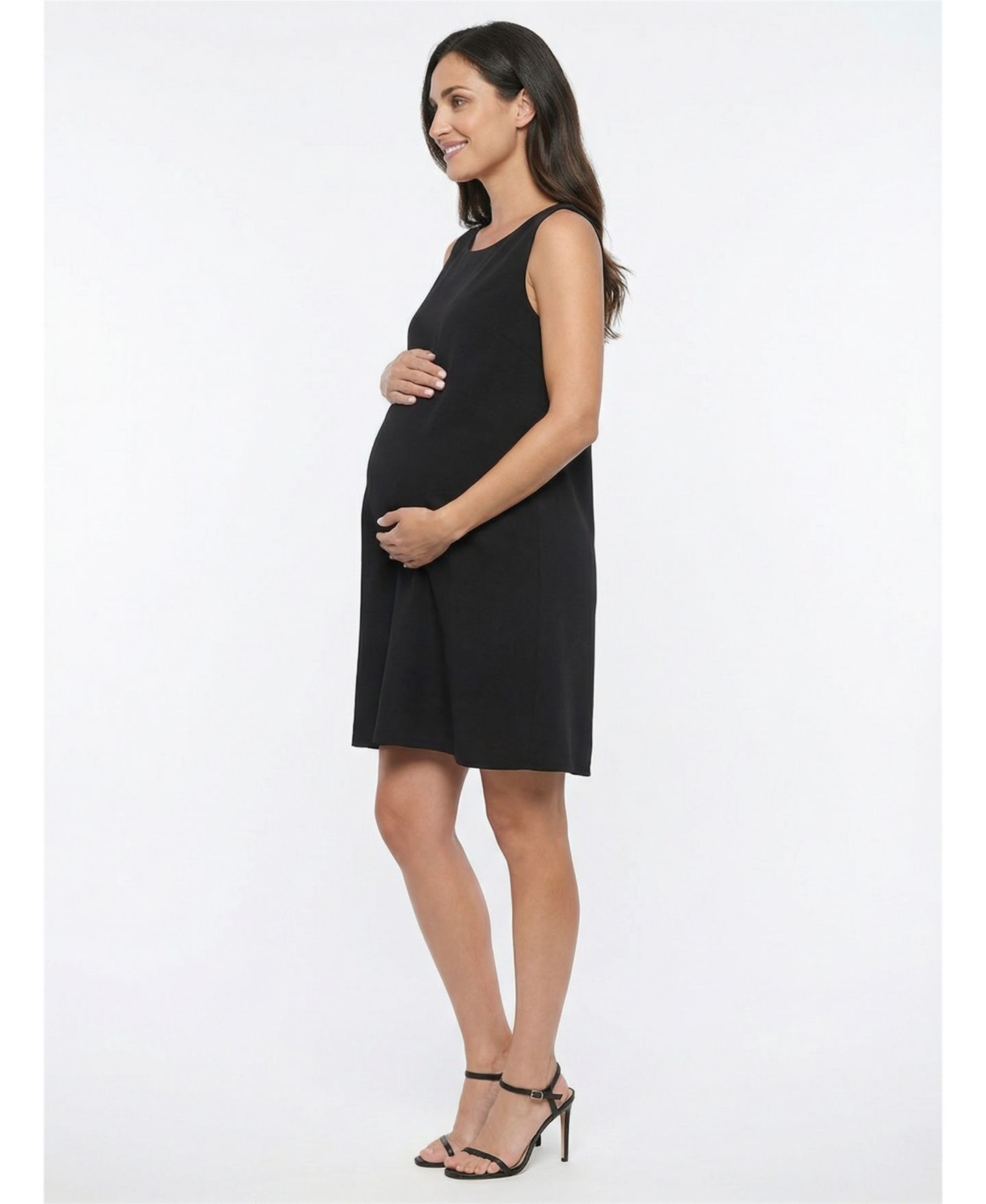 Женское платье 24seven Comfort Apparel Maternity Round Neck, цвет: Чёрный — фото 2