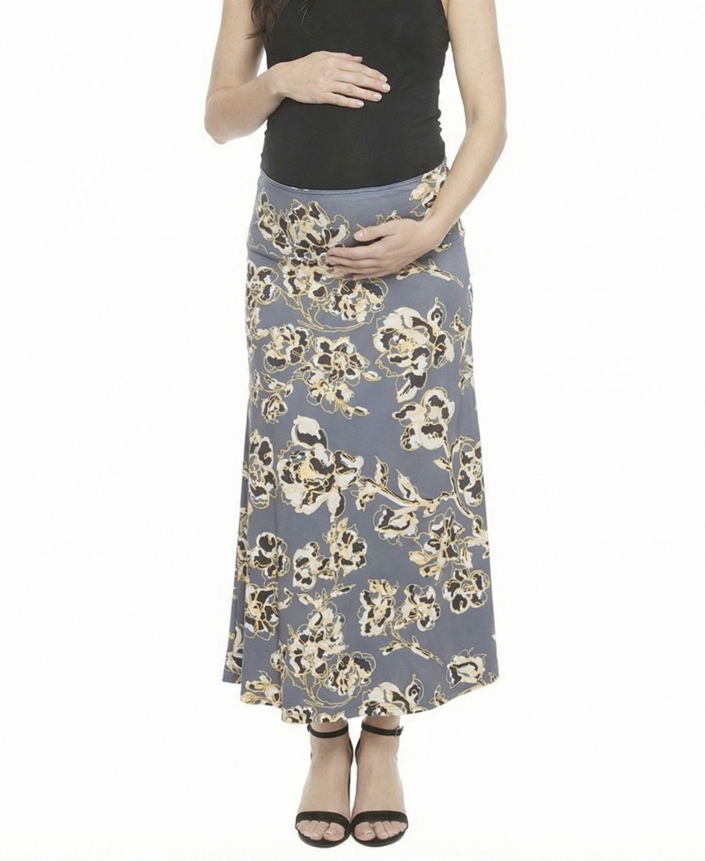 Женская юбка 24seven Comfort Apparel and Plus Size Maternity A-Line Maxi, цвет: С принтом — фото 1