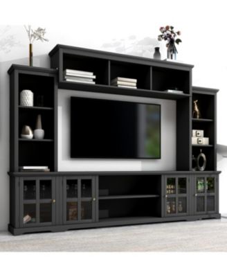 Minimalist TV Stand with Glass Door, for TVs up to 70"