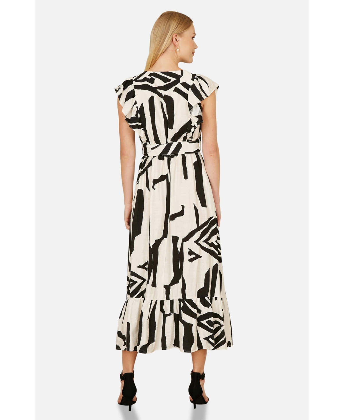 Yumi Women's Abstract Print Viscose Midi Dress