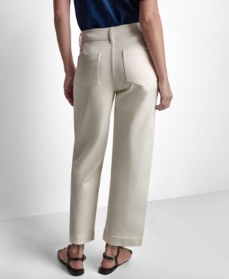 Petite Indigo Knit High-Rise Ankle Pants