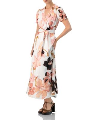 Women's Short Sleeve V-Neck Collared Maxi Dress