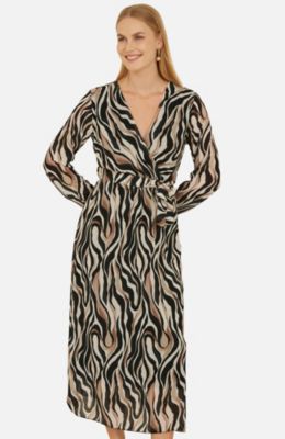 Women's Animal Swirl Midi Wrap Dress
