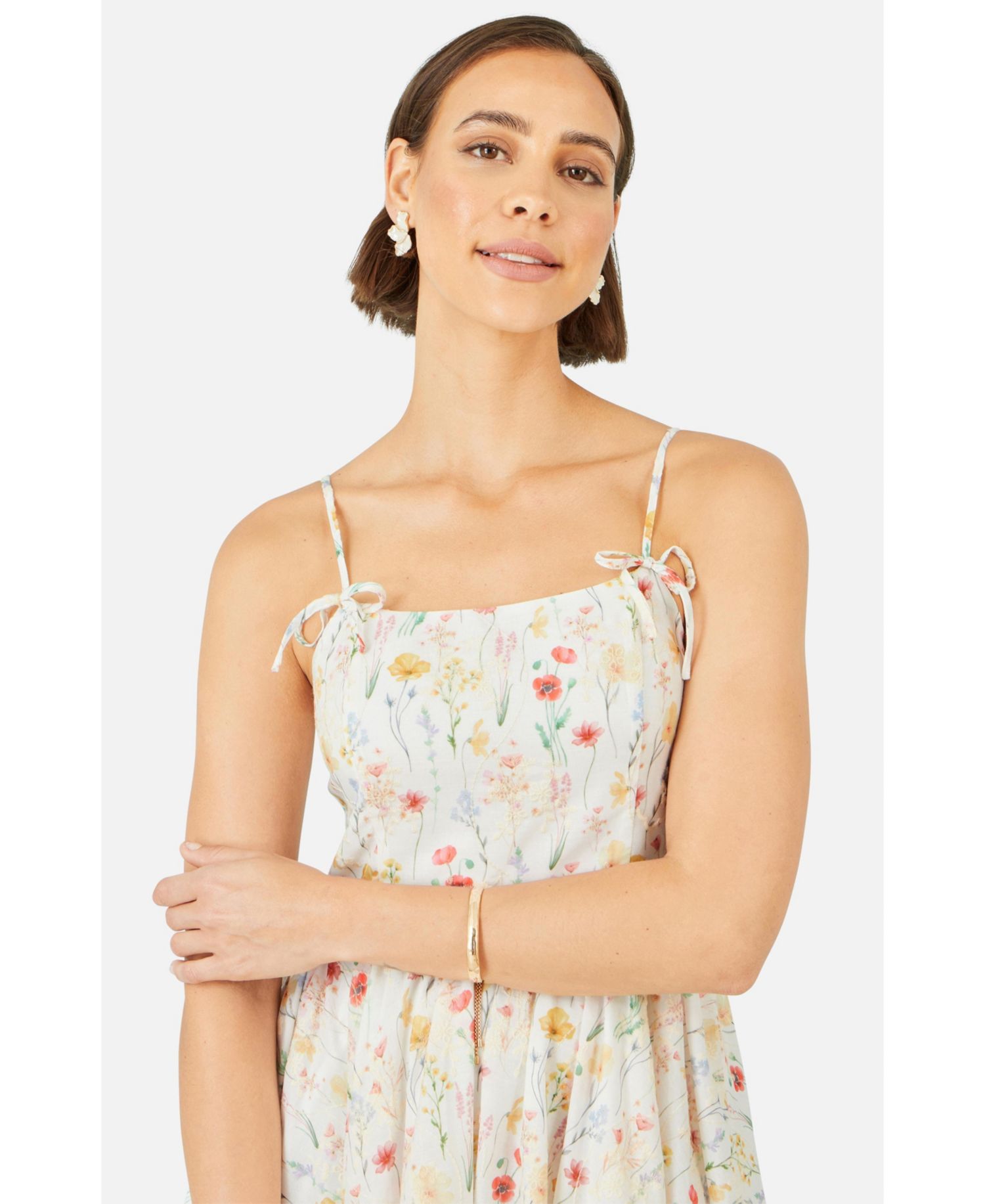 Women's Botanical Embroidery Midi Dress