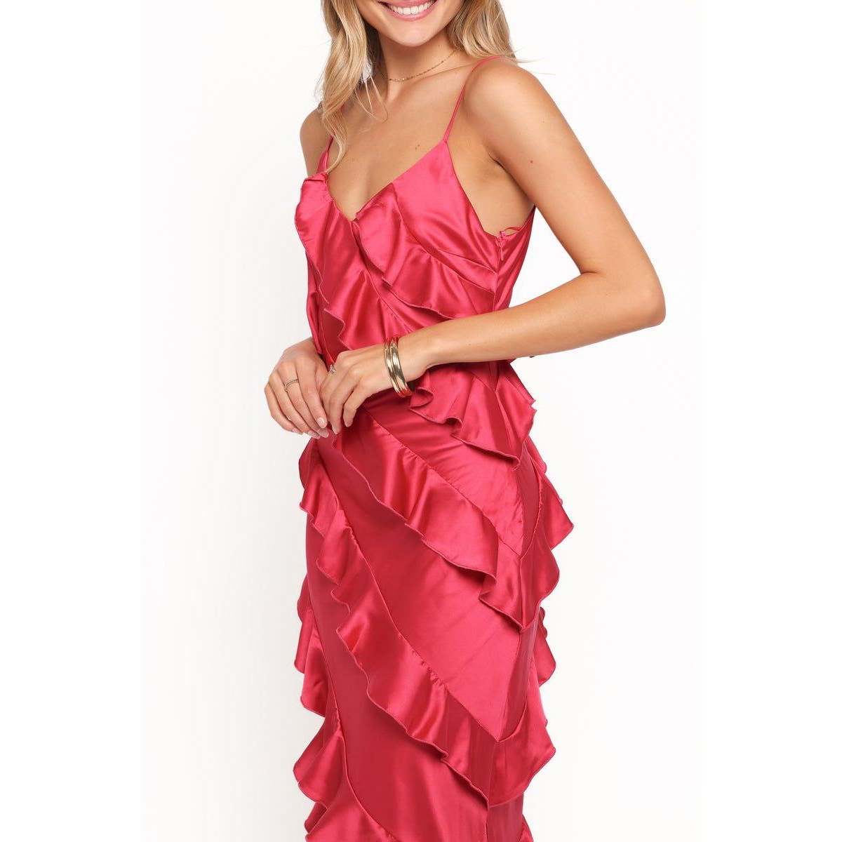Petal and Pup Women's Ciao Ruffles Maxi Satin Dress