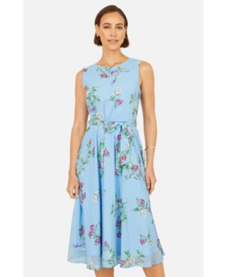 Women's Floral Print Midi Skater Dress