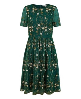 Women's Embroidered Floral Skater Dress