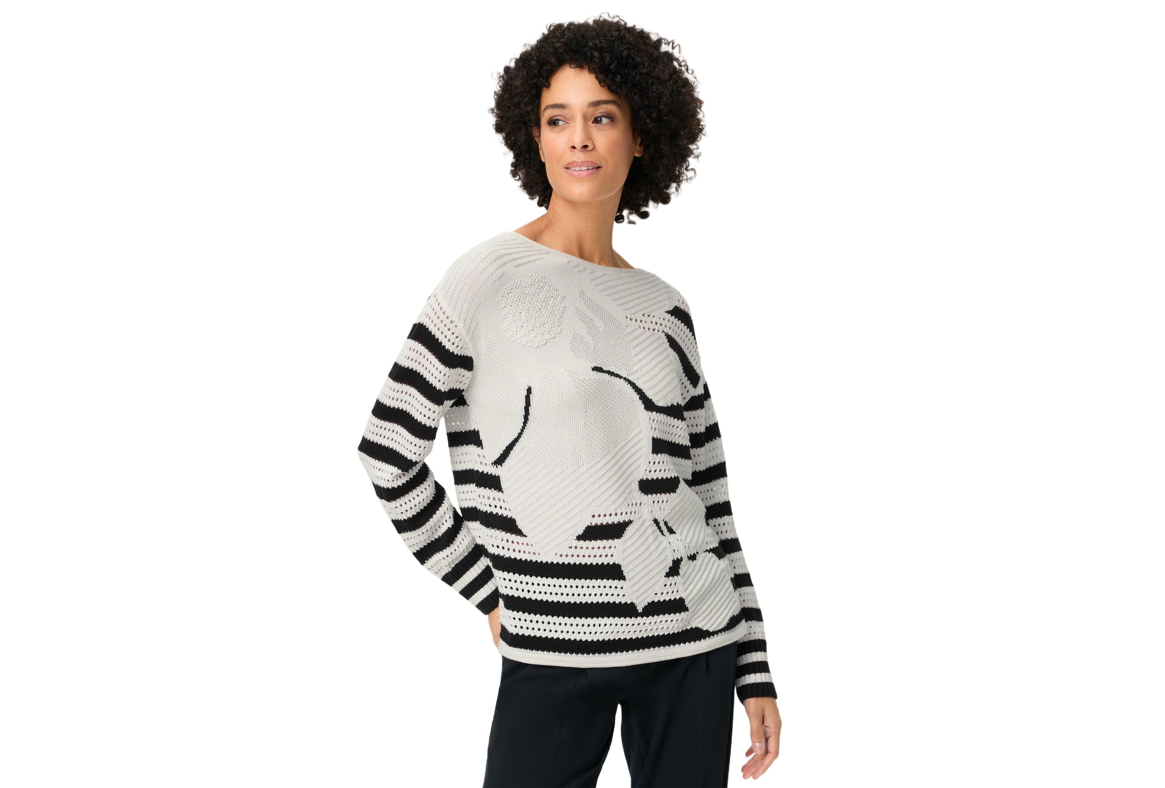 Olsen Women's Abstract Open Knit Sweater