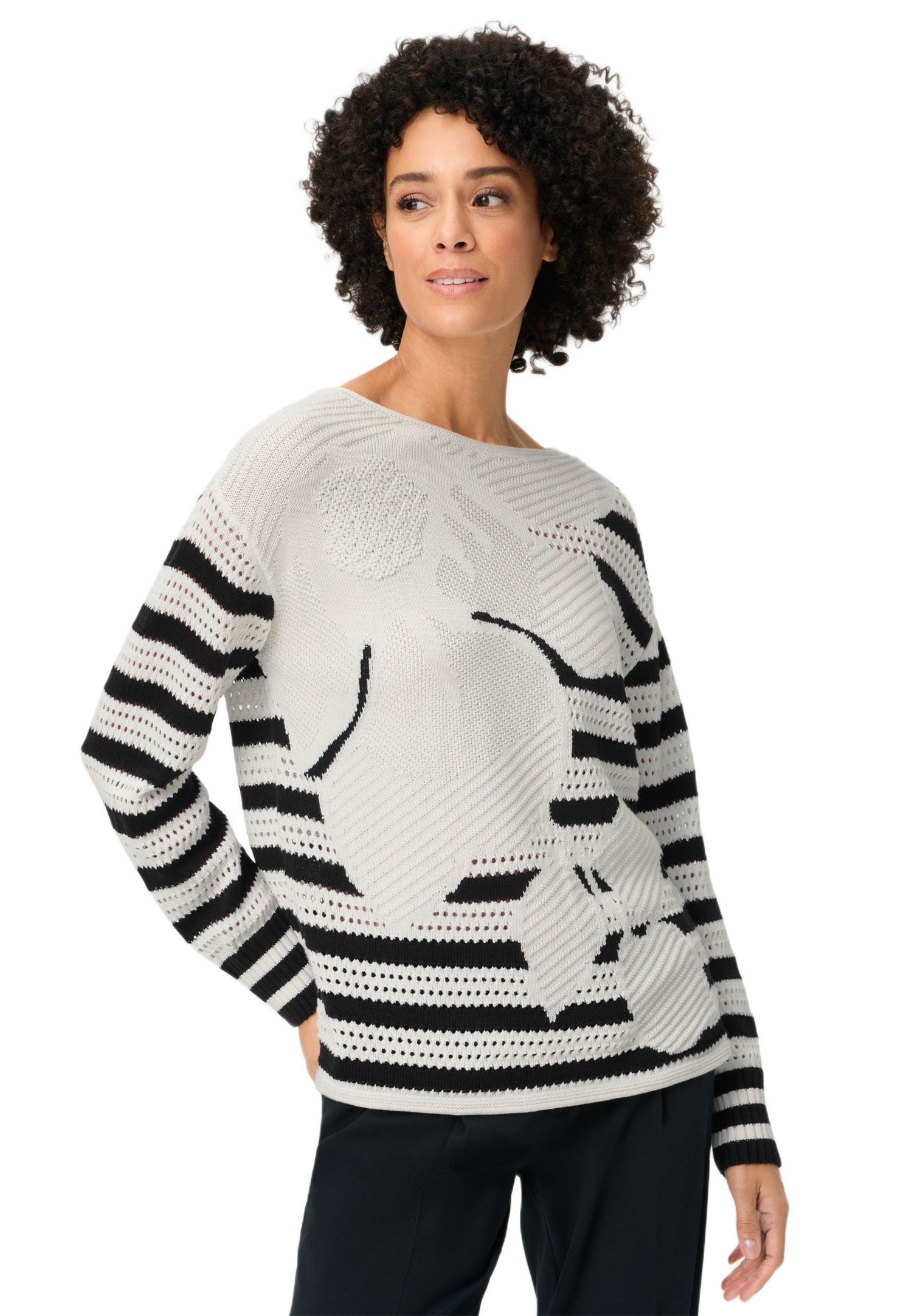 Women's Abstract Open Knit Sweater