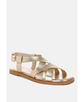 Women's Doata Metallic Genuine Leather Buckled Flats