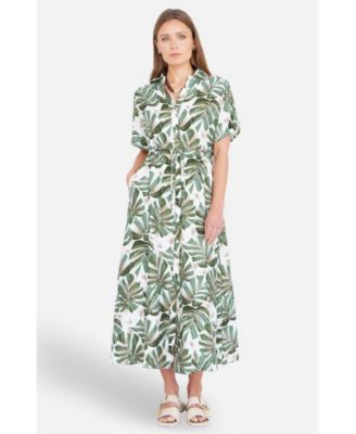 Women's Relaxed Boho Print Maxi Shirt Dress