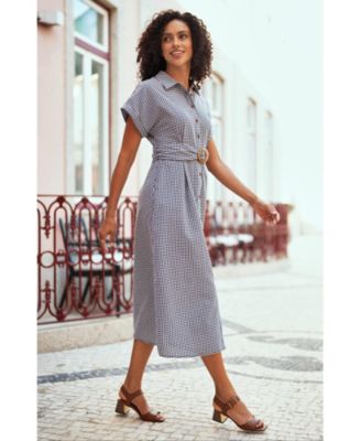 Women's Gingham Relaxed Shirt Dress