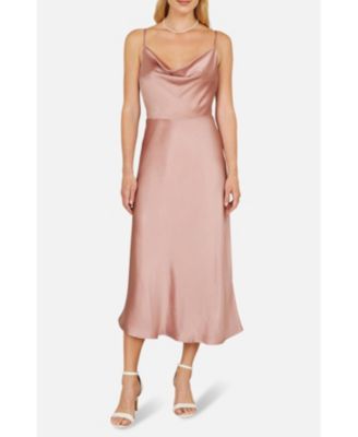 Women's Satin Cowl Neck Midi Dress